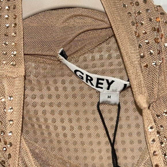 Grey Lab Embellished Tan Turtleneck Mesh Bodysuit(Size Medium) - Picture 7 of 10